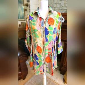 NWT RADZOLI BOTANICAL BUTTON FRONT TUNIC Size Large